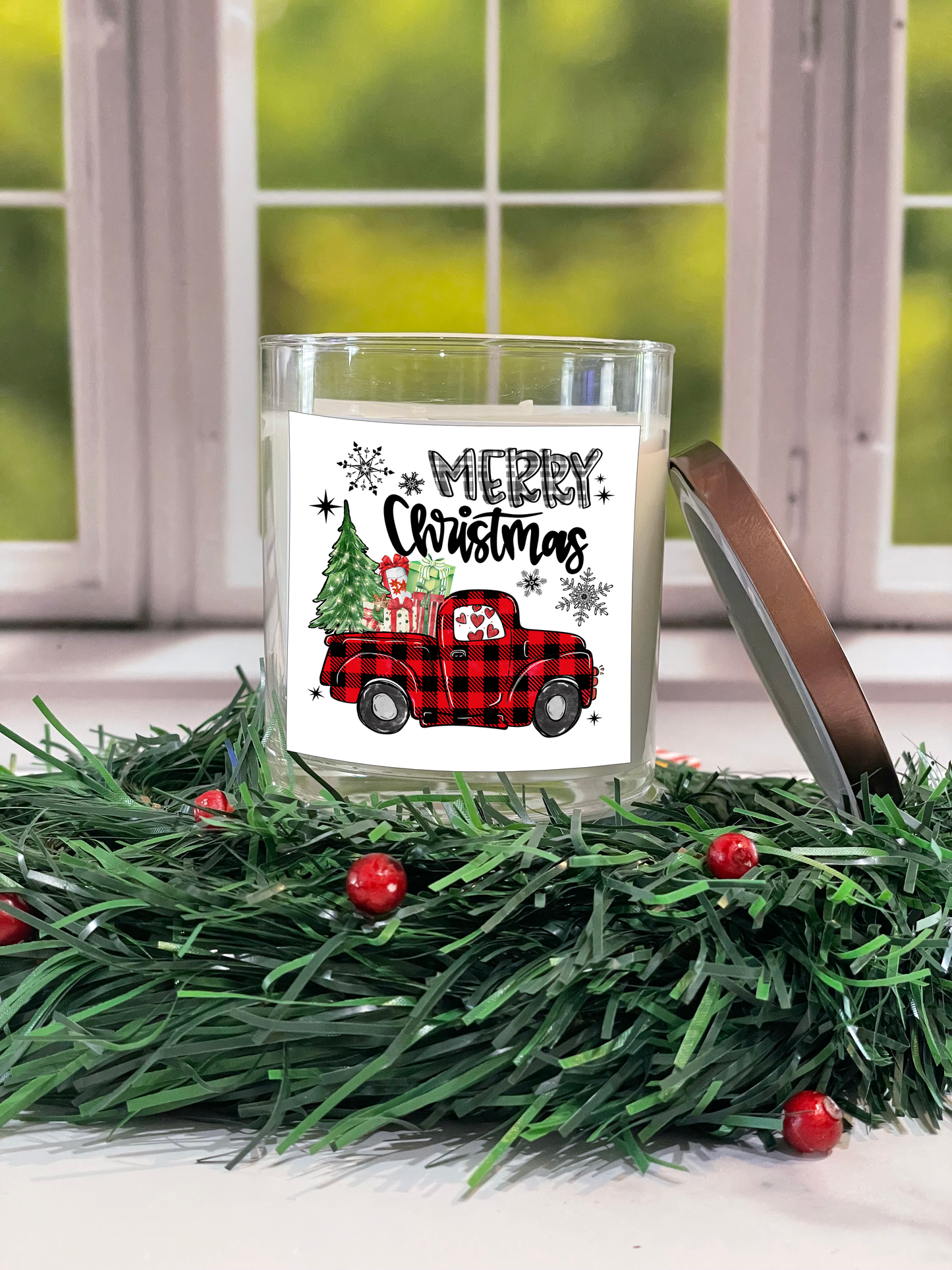 Merry Christmas Truck Candle