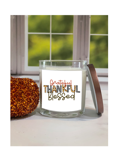 Grateful Thankful Blessed Candle